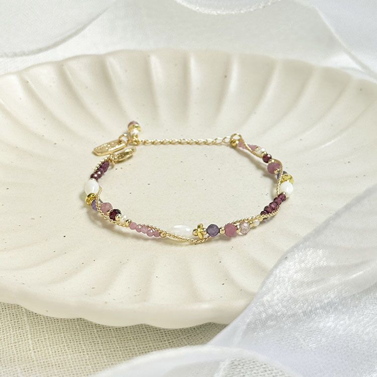 B08 / 生日花 • 柒月貳柒 • 千屈菜 – 白蝶貝 – 手鍊