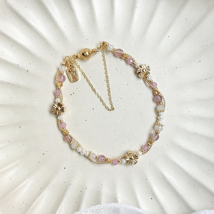 B10 / 生日花 • 玖月肆 • 石鹼花 – 草莓晶 – 手鍊