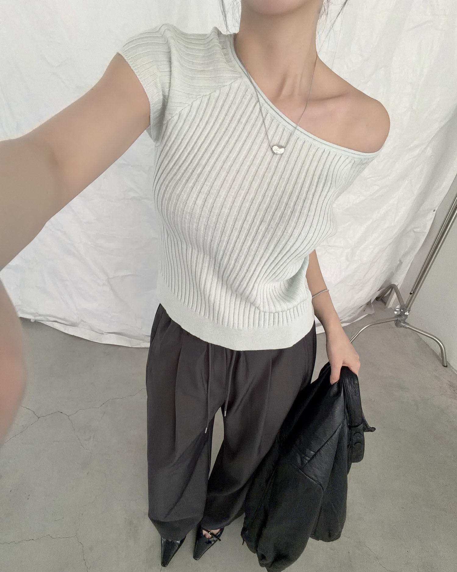 A3007 不規則壓紋項鍊 / 銀