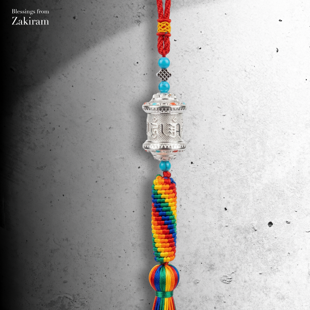 六字真言 轉經輪 金剛結車掛（銀）