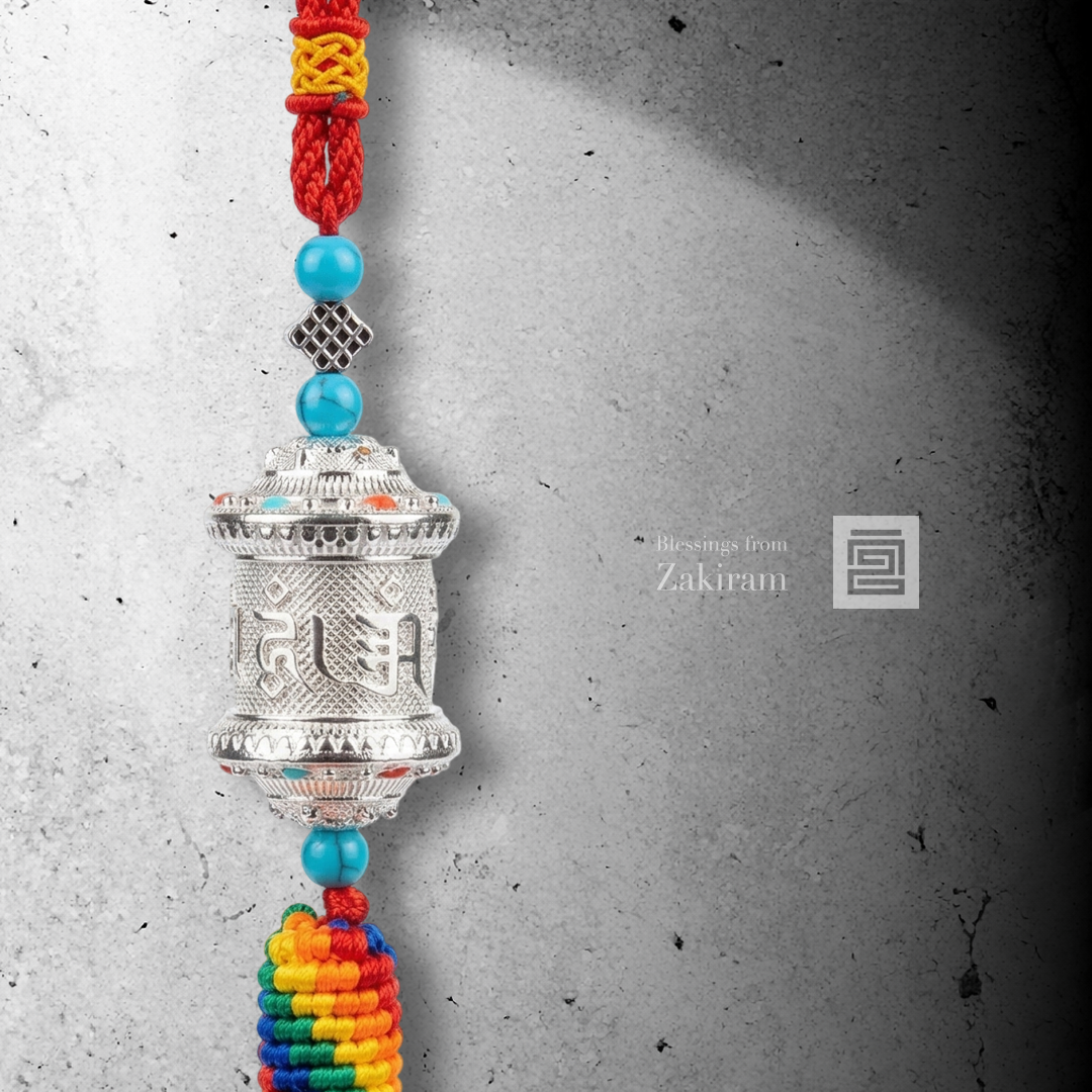 六字真言 轉經輪 金剛結車掛（銀）