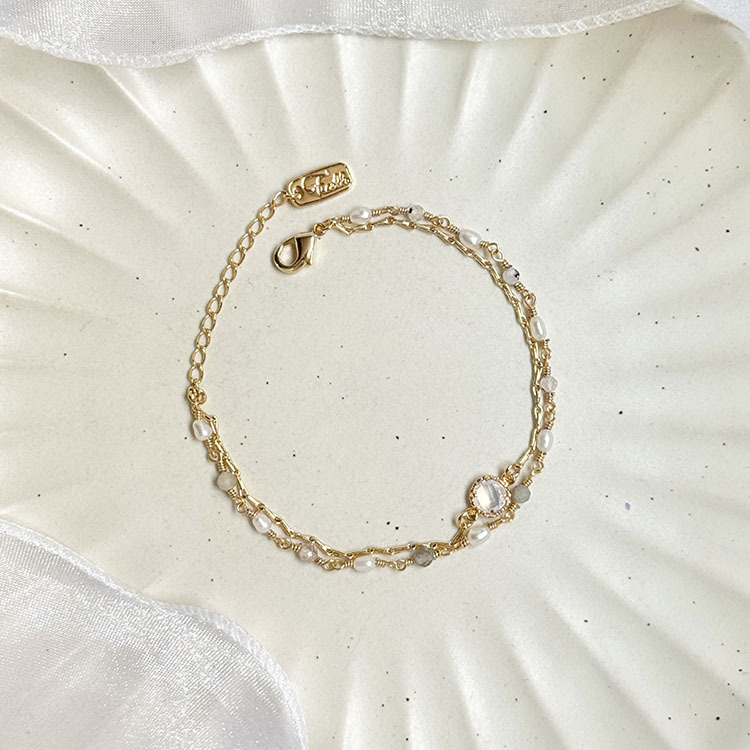 B13 / 生日花 • 拾月拾 • 雪花蓮 – 珍珠拉長石 – 手鍊