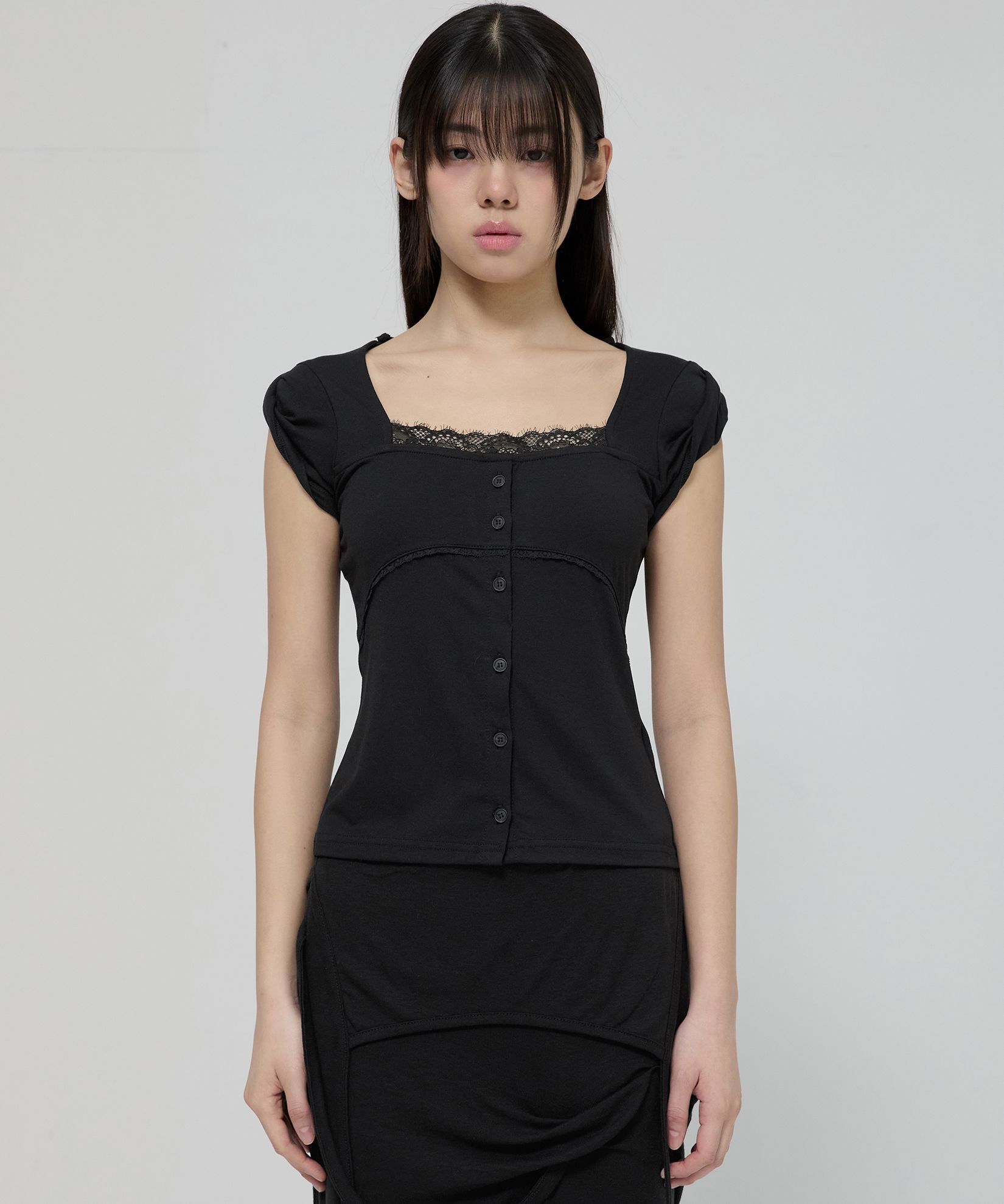 FLAREUP 蕾絲袖上衣 FL-112_Black