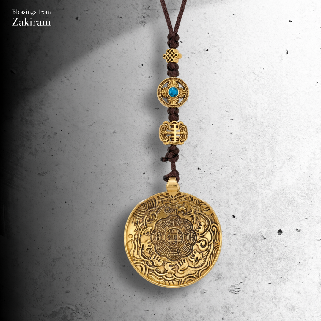 九宮八卦 八吉祥 十字金剛杵車掛（金）