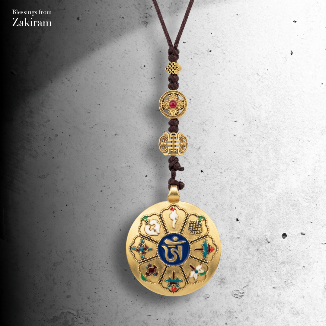 九宮八卦 八吉祥 十字金剛杵車掛（金）