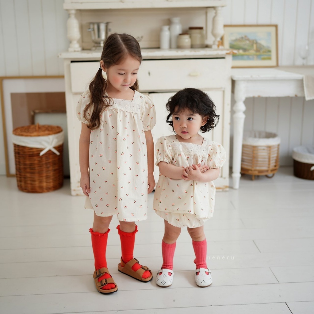 正韓夏neneru 兩色櫻桃/黃花洋裝