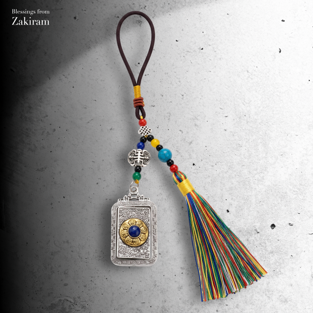 八吉祥 轉經輪 五色繩掛飾（銀）