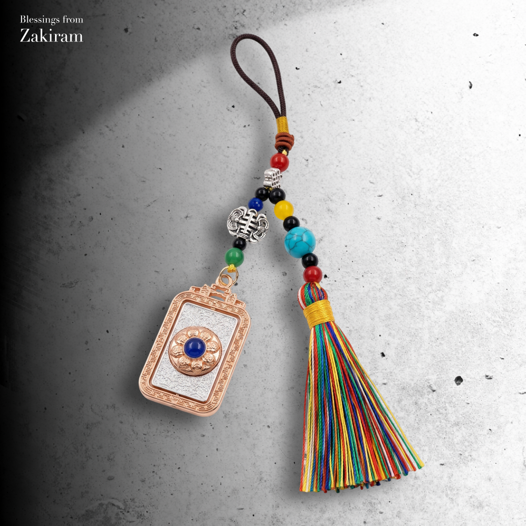 八吉祥 轉經輪 五色繩掛飾（玫瑰金）