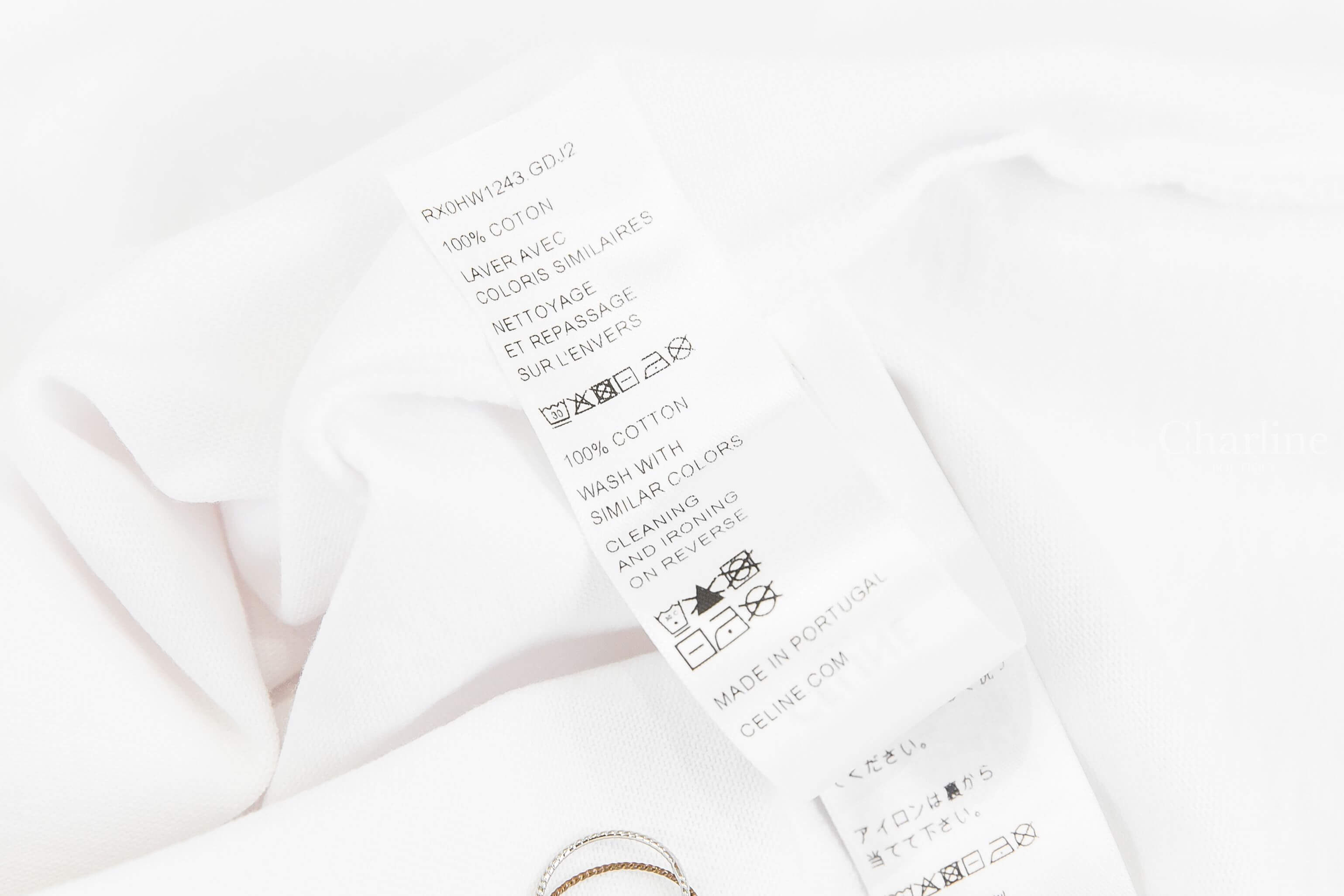 Celine Loose T-shirt In Cotton Jersey 光學白刺繡櫻桃紅凱旋門短袖棉T-Charline Boutique 精品代購