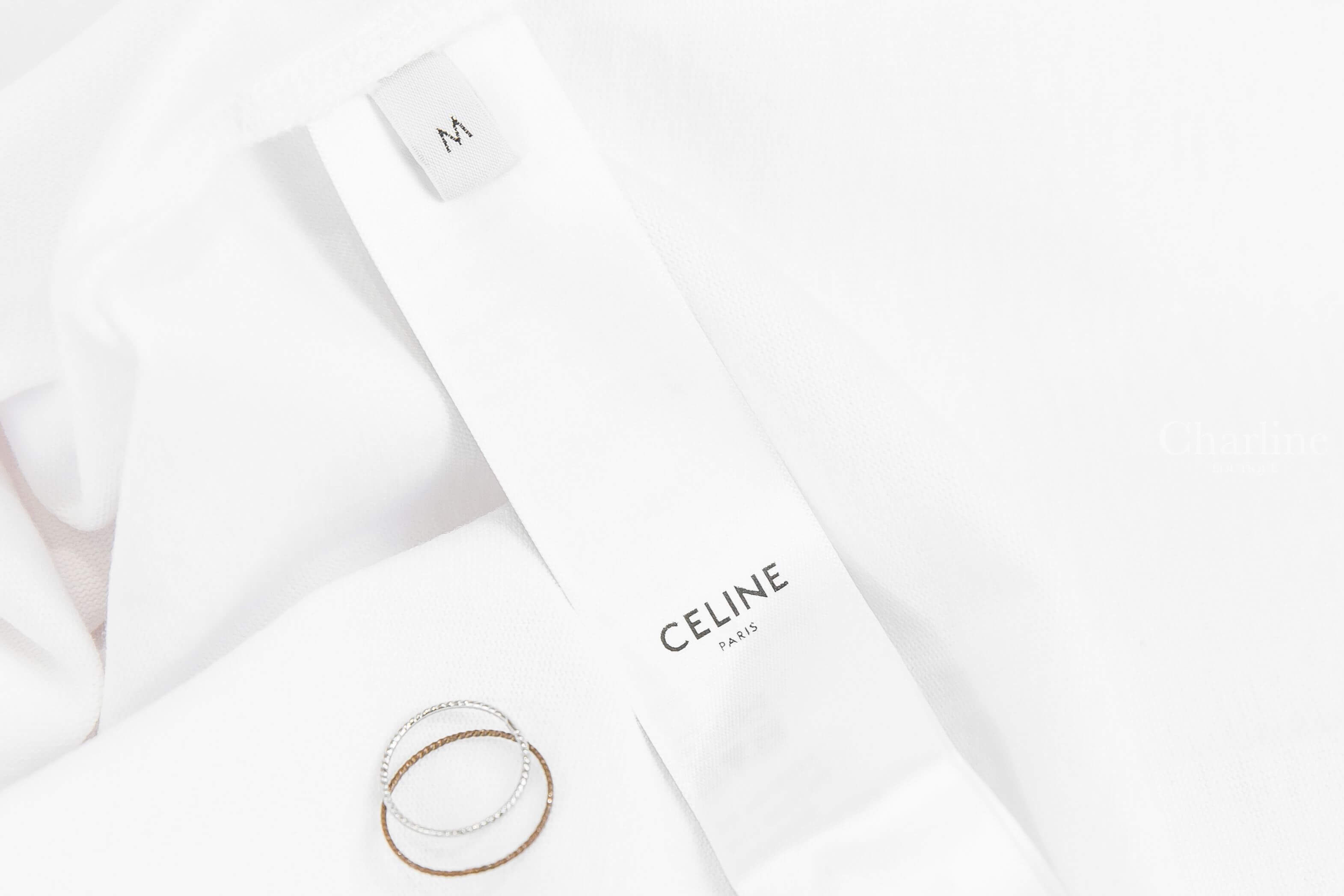 Celine Loose T-shirt In Cotton Jersey 光學白刺繡櫻桃紅凱旋門短袖棉T-Charline Boutique 精品代購