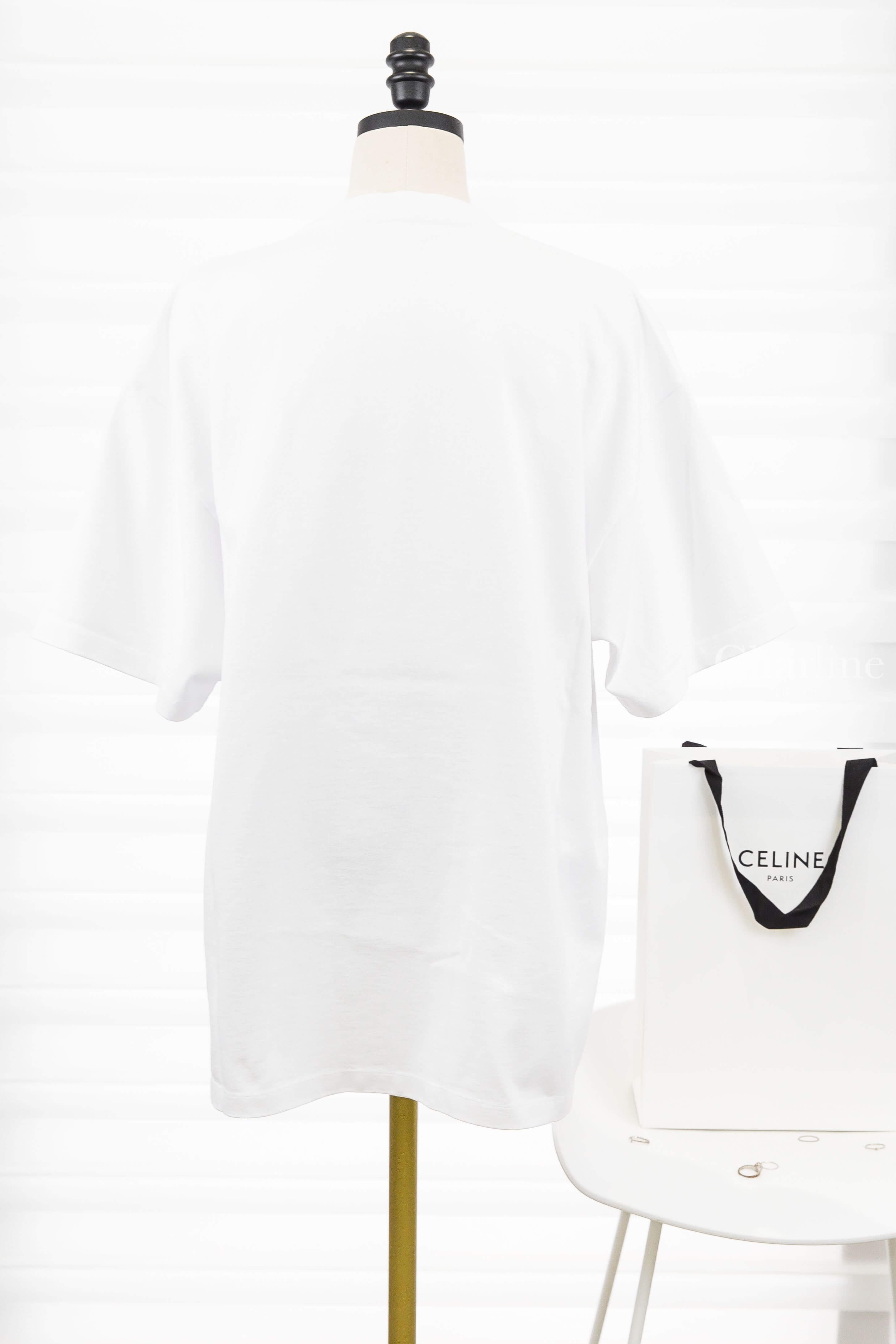 Celine Loose T-shirt In Cotton Jersey 光學白刺繡櫻桃紅凱旋門短袖棉T-Charline Boutique 精品代購