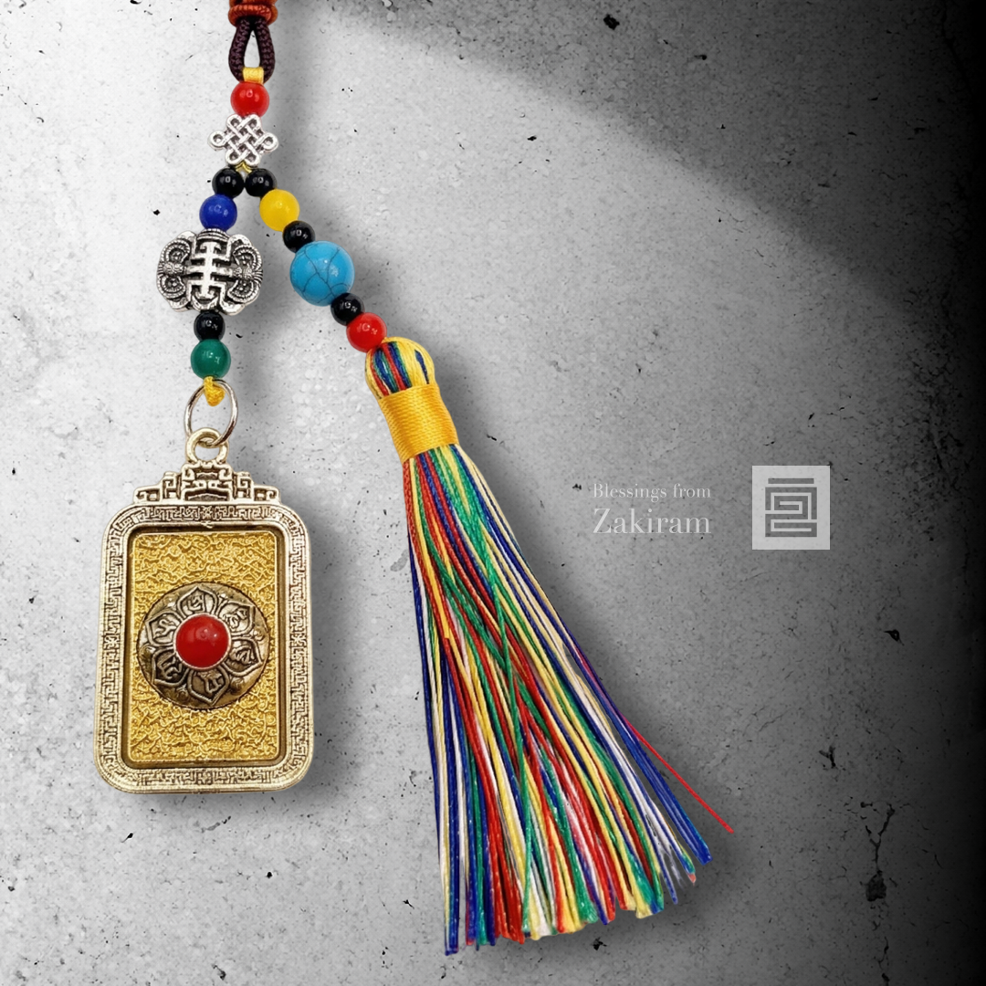 八吉祥 轉經輪 五色繩掛飾（金）