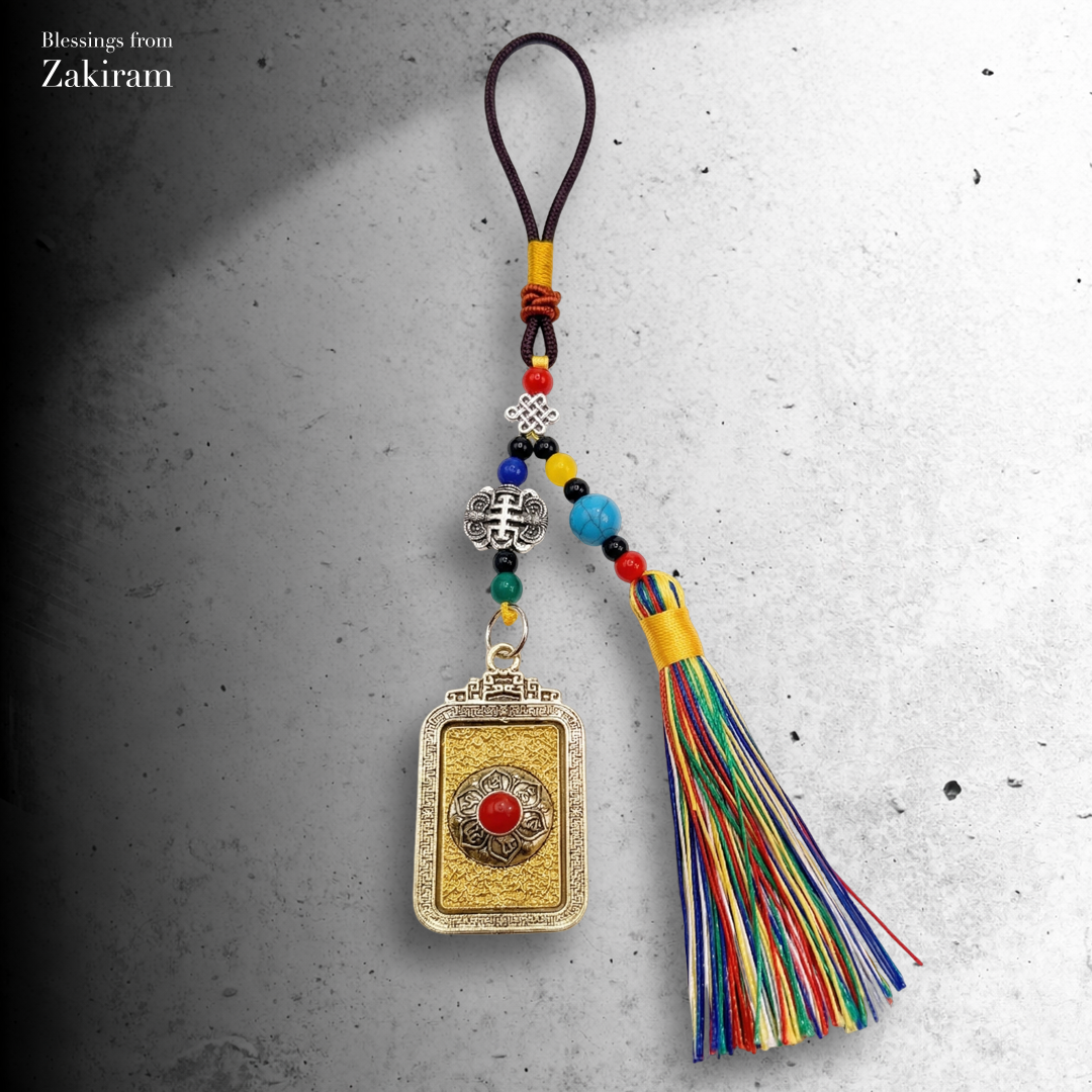 八吉祥 轉經輪 五色繩掛飾（金）