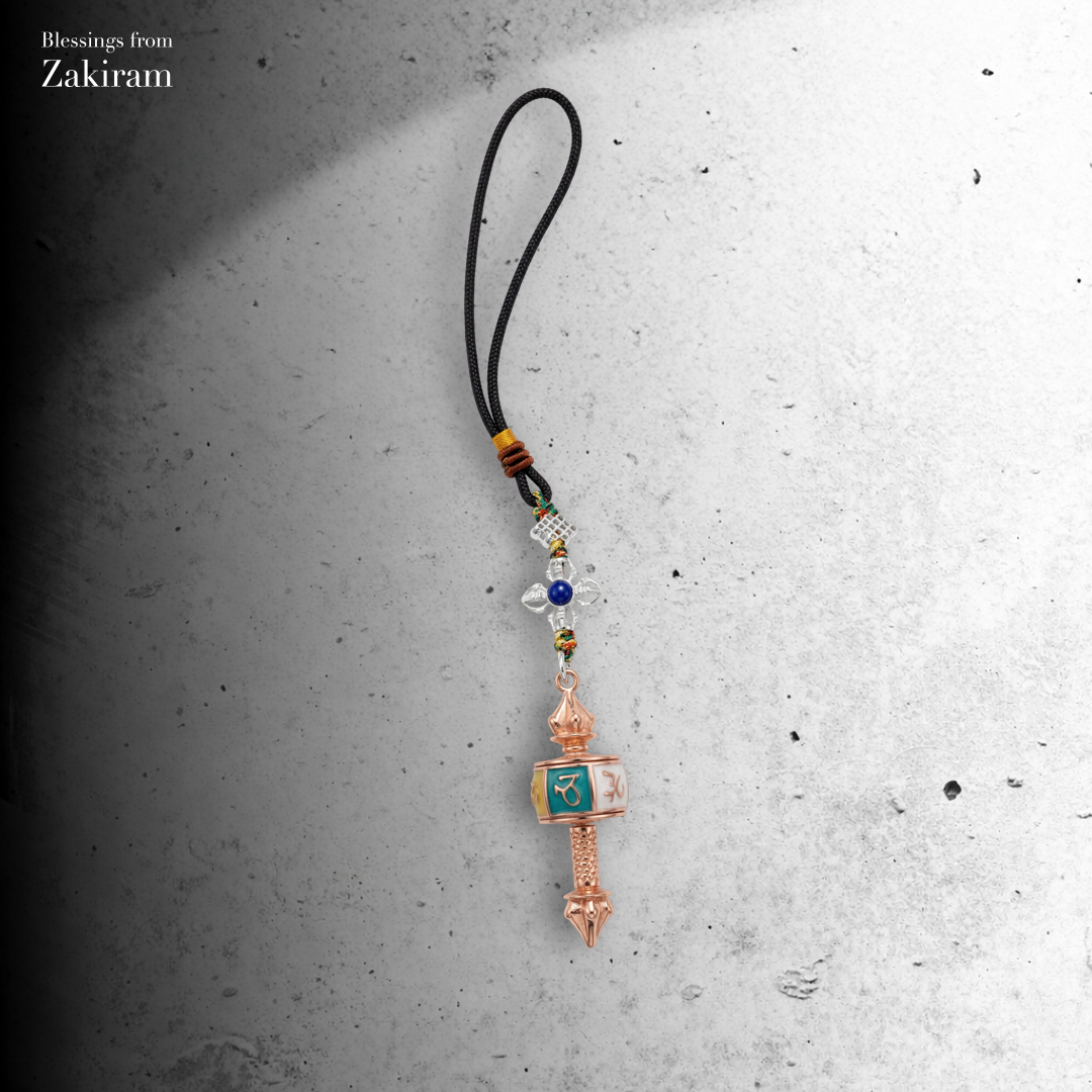 六字真言 轉經輪 金剛杵 掛飾（玫瑰金）