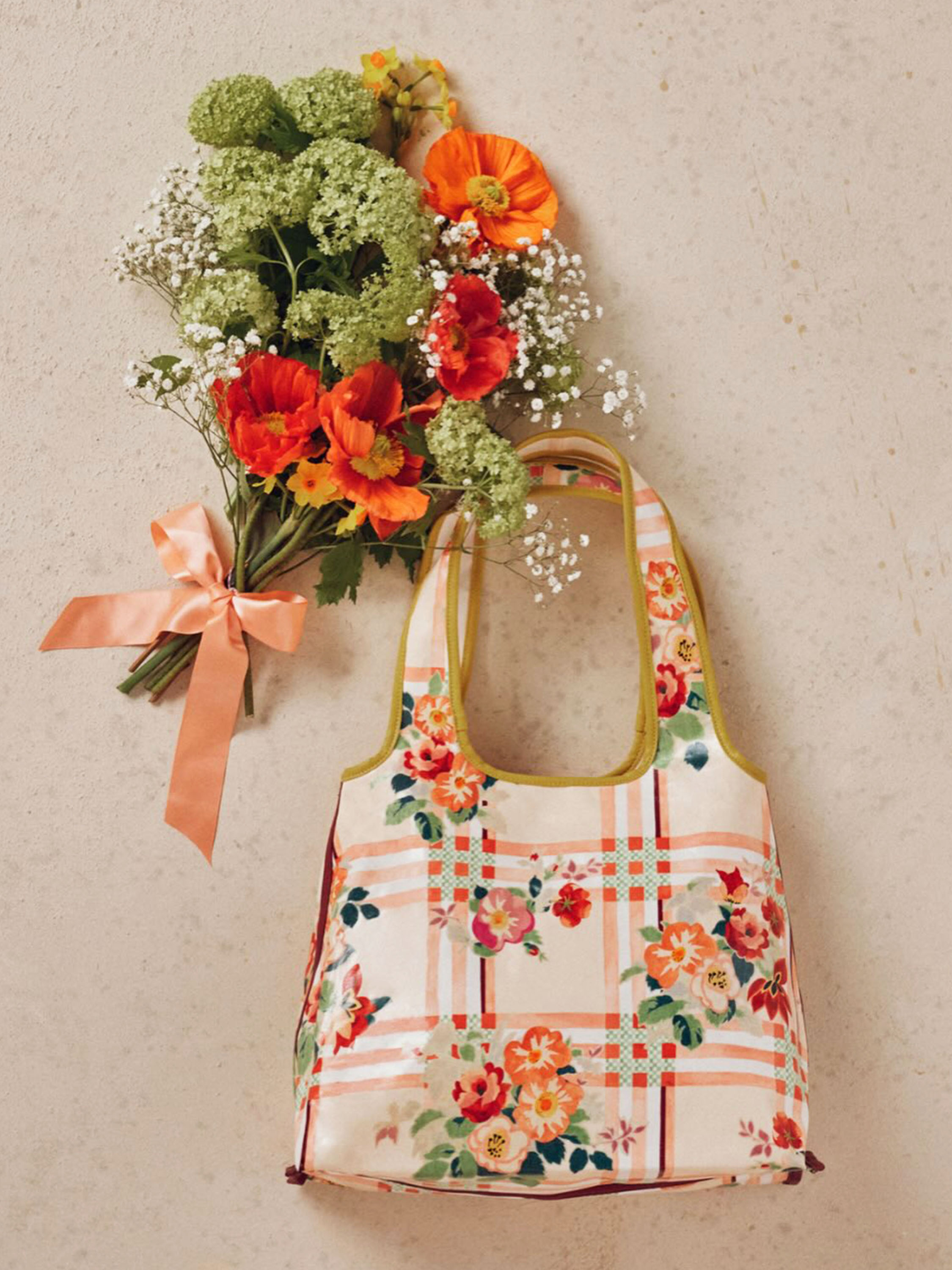 Archive Floral Check 立體購物肩背包