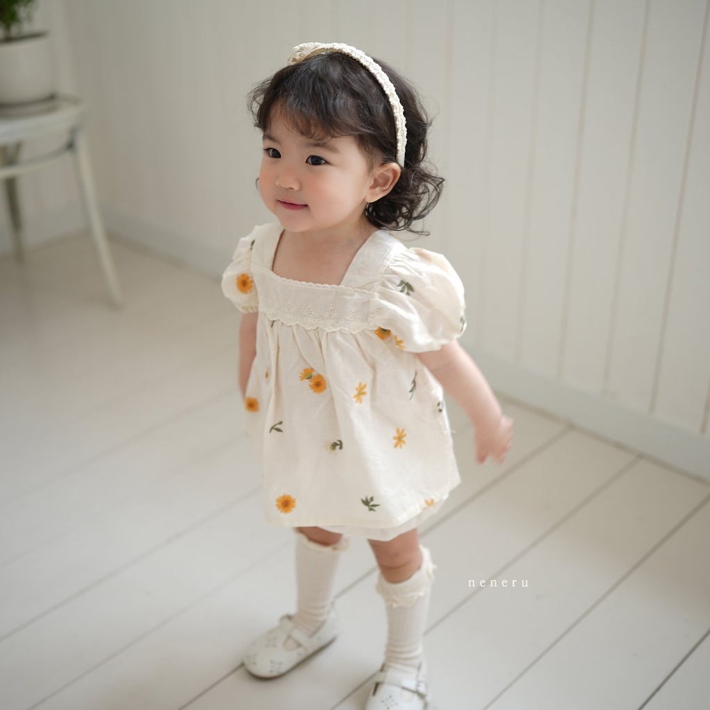 正韓夏neneru 嫩嬰兩色櫻桃/黃花套裝