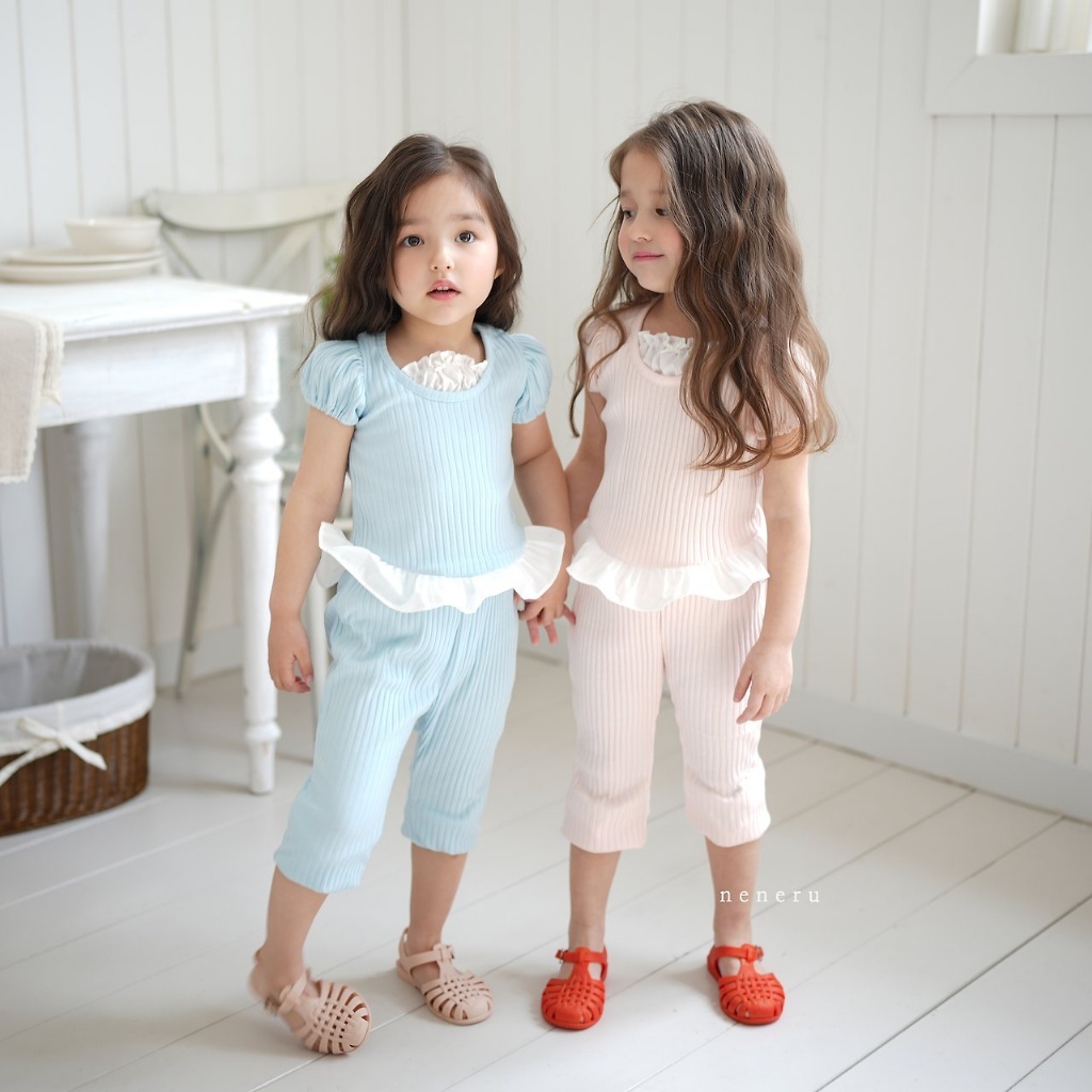 正韓夏neneru 五色螺紋花邊套裝