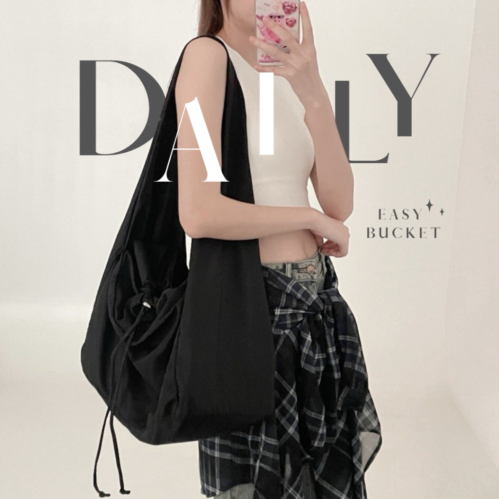 （現貨）韓版 寬背帶 抽繩設計  單肩包 BAG17