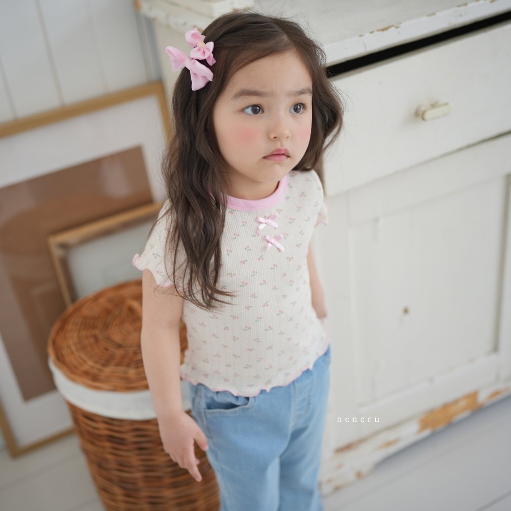 正韓夏neneru 兩色櫻桃合身上衣