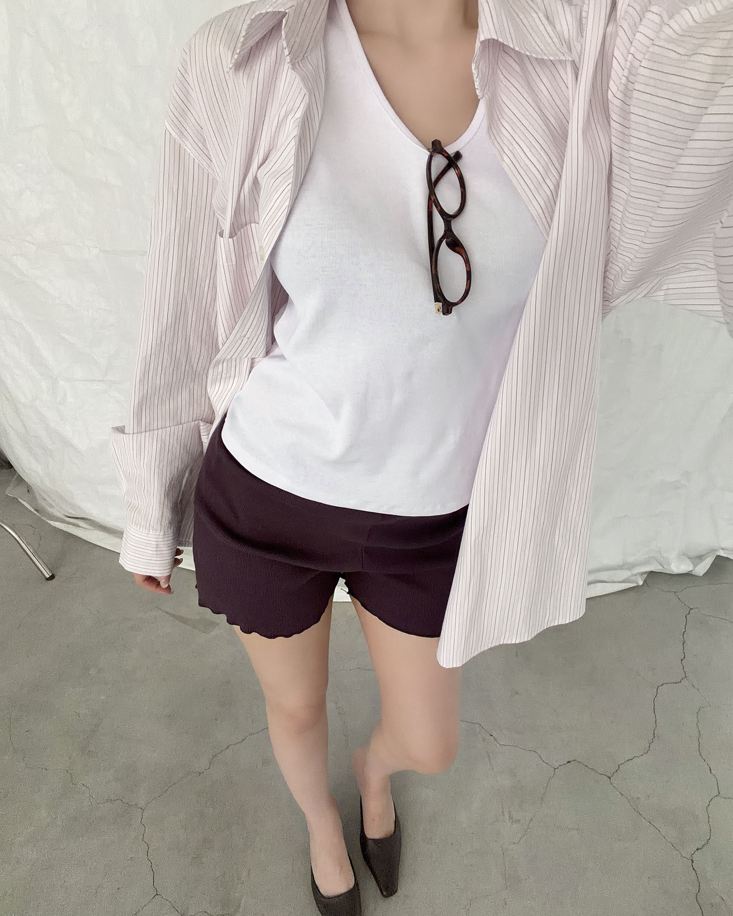 T4010 經典條紋襯衫 / 粉