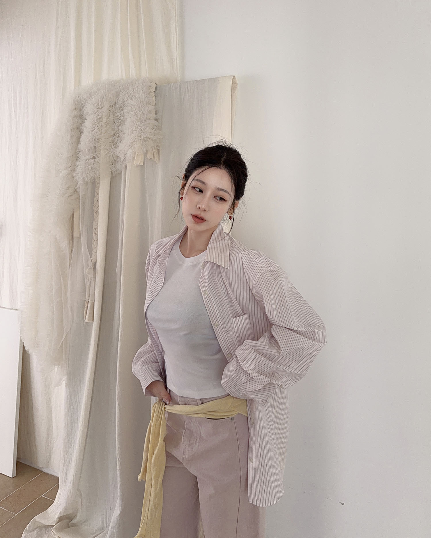 T4010 經典條紋襯衫 / 粉