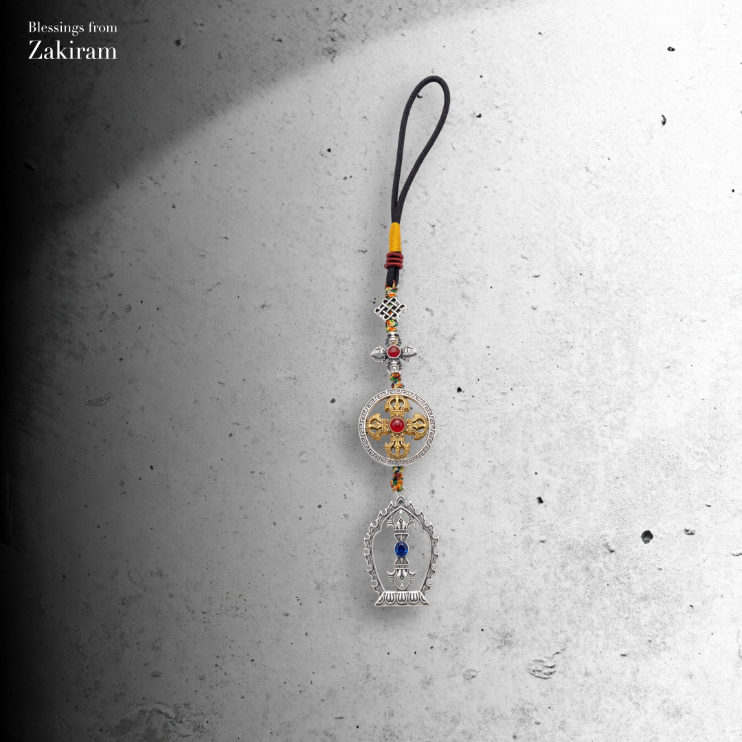 雙色十字金剛杵法盾 掛飾