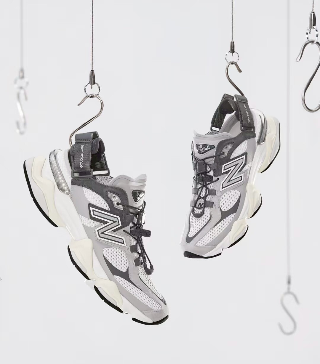 【Luxury】 日本國內限定款 NEW BALANCE 9060 Summer 麂皮 透氣網布 拼接 U90603FA 涼鞋 灰色