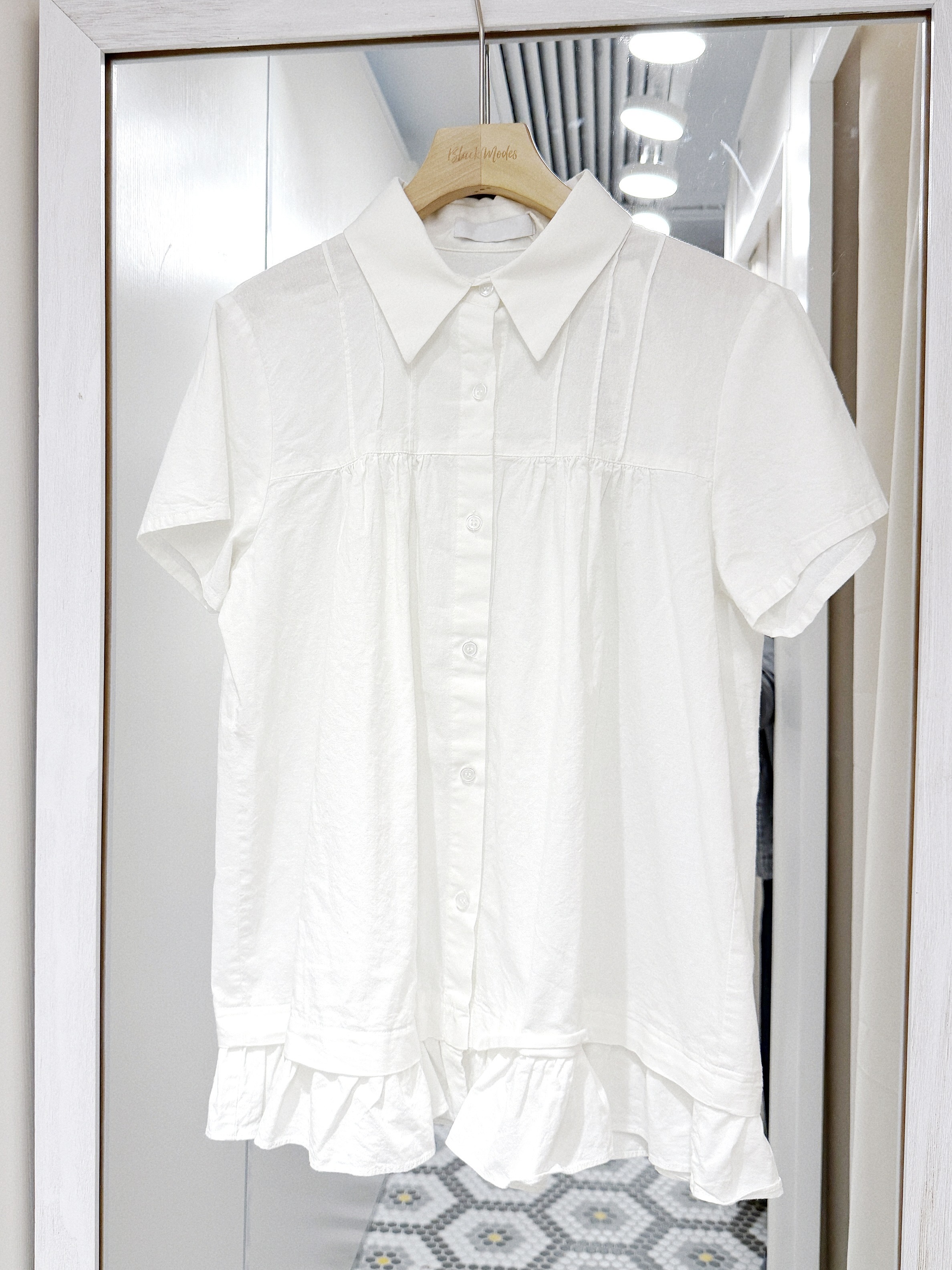 T1399｜可愛元氣Polo領ruffle邊短袖恤衫上衣˚ ༘♡ ⋆｡