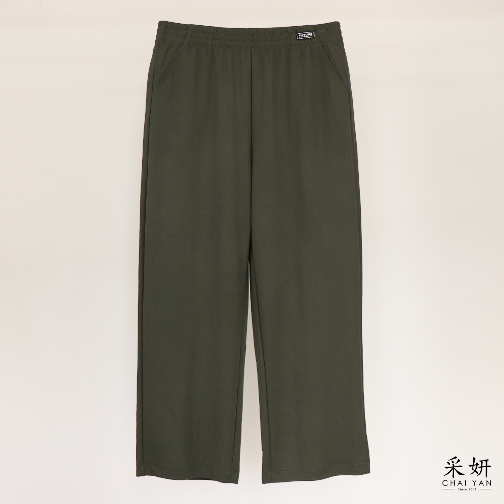 褲頭鬆緊遮腿寬褲