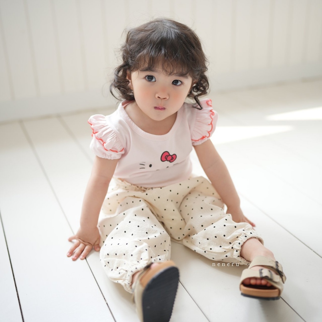 正韓夏neneru 兩色貓貓捲邊上衣