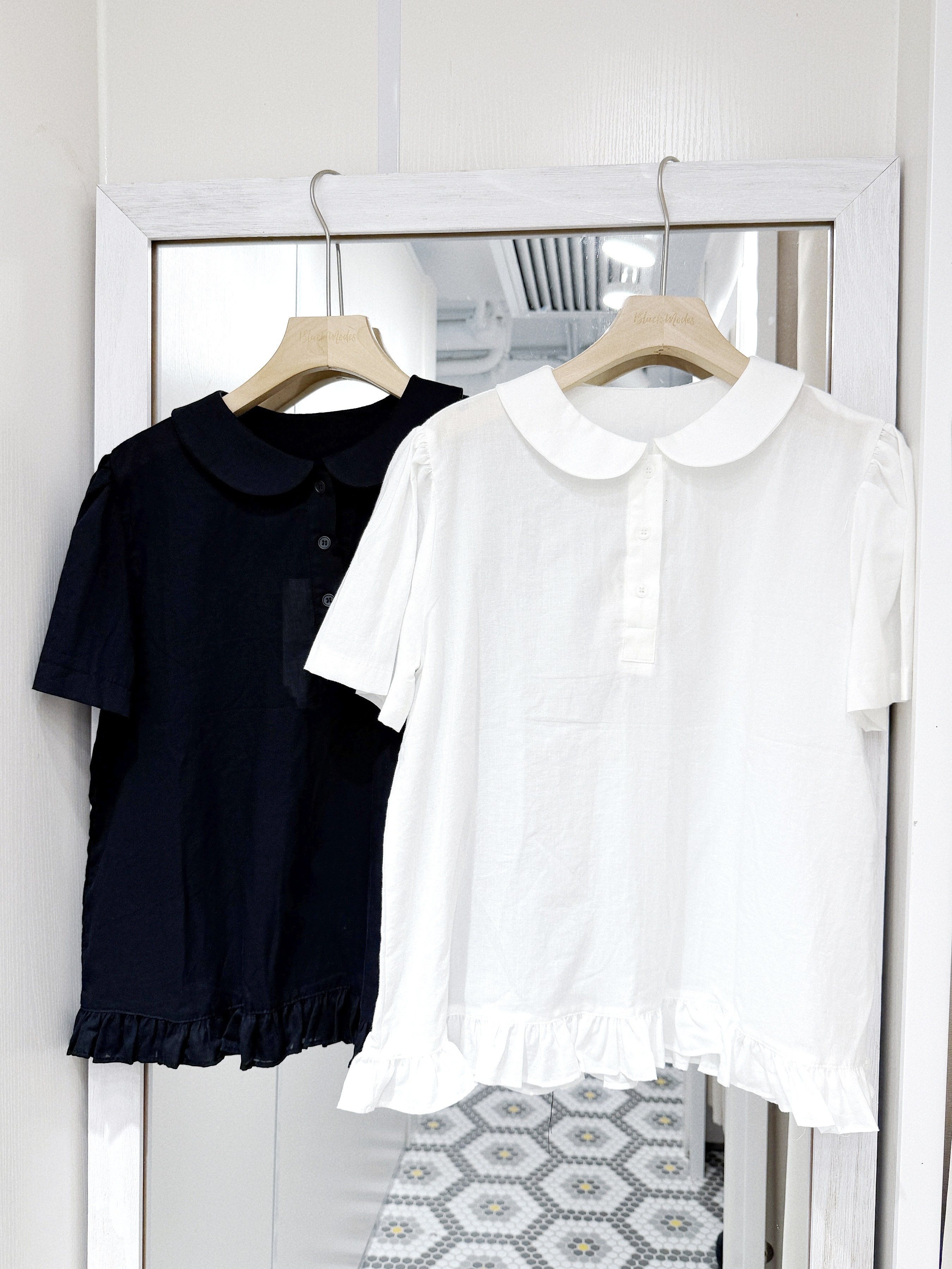 T1389｜元氣娃娃領ruffle邊短袖上衣🐇₊·🫧⋆꙳