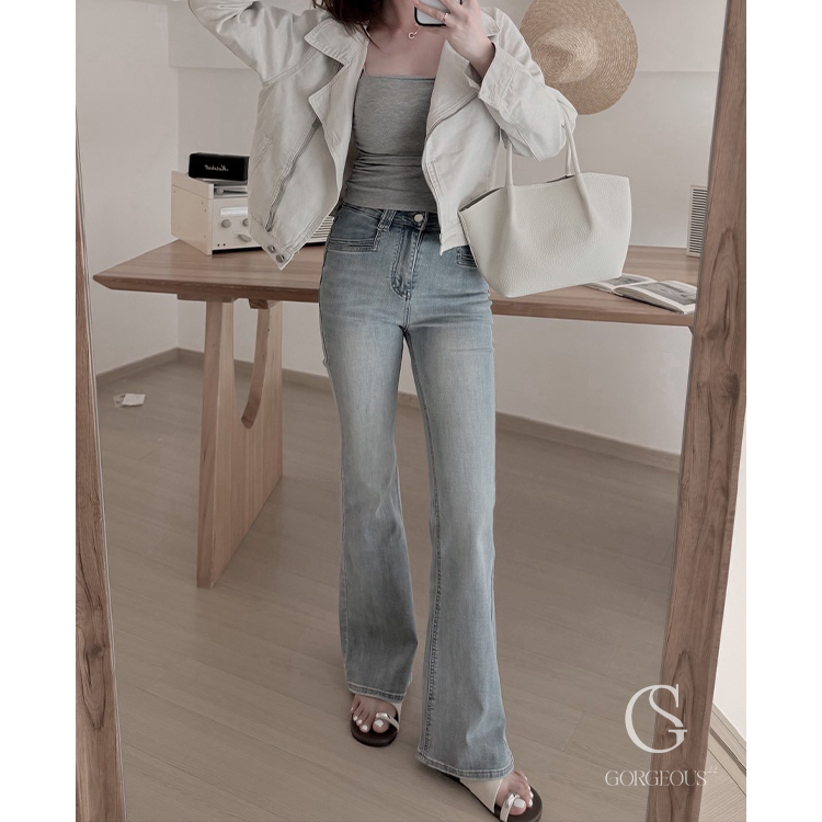 A152「連線款 1/2 涼感彈⼒喇叭褲」