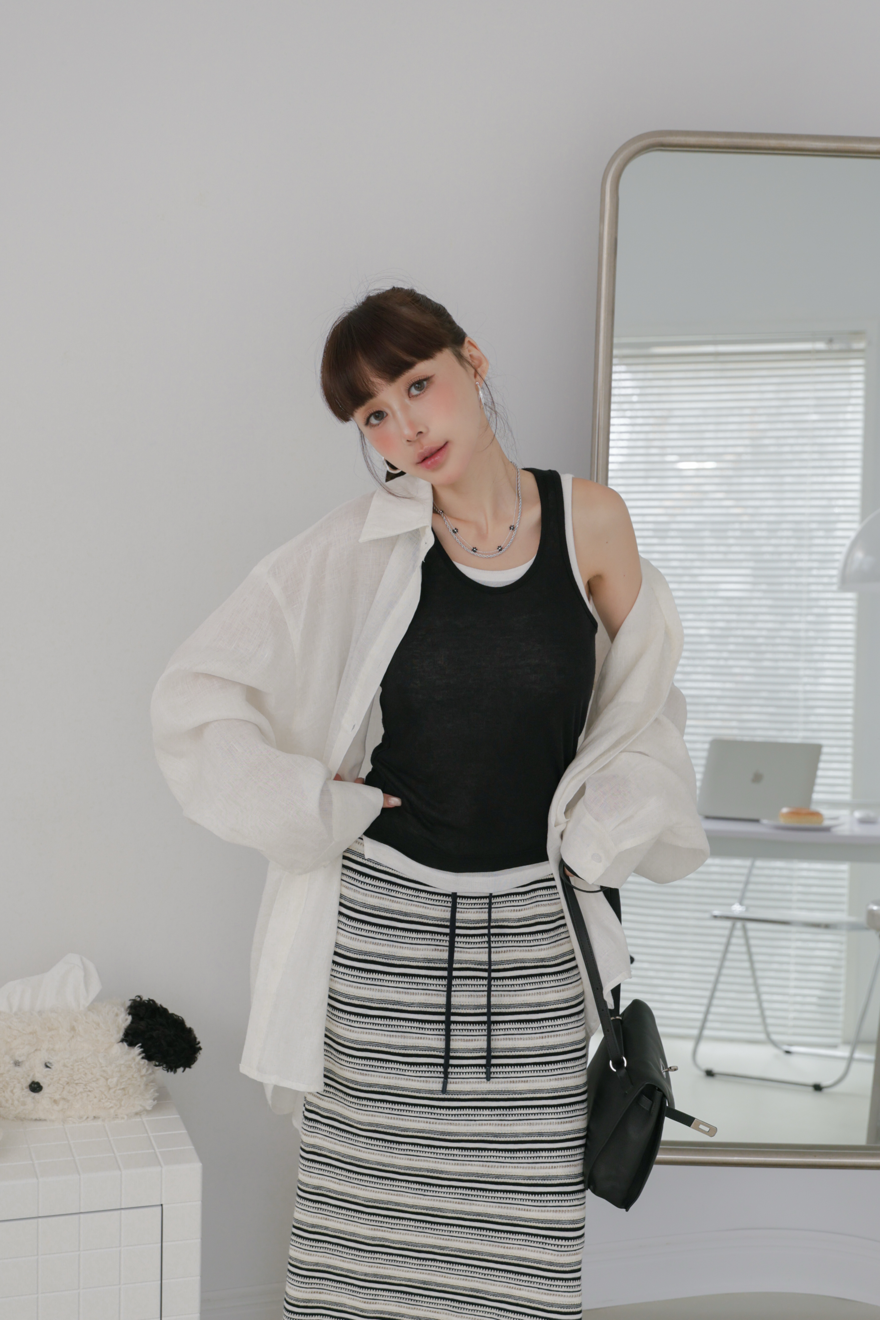 老錢風棉麻寬鬆襯衫 P35