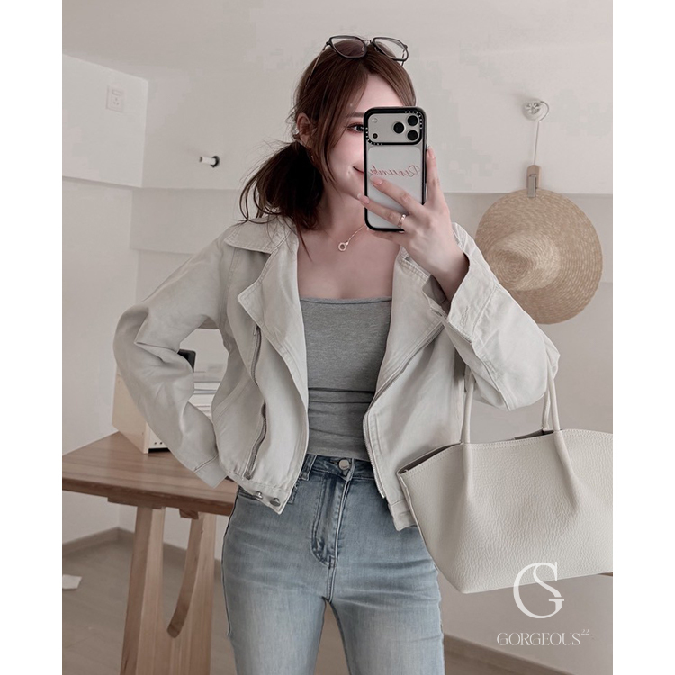 A120「⾼訂柔霧⽜仔外套」