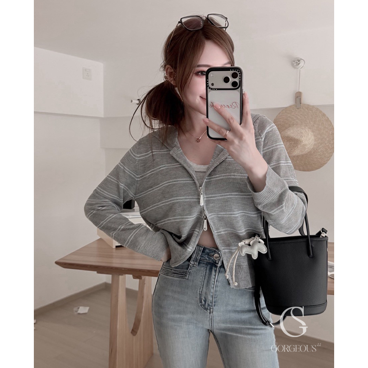 A95「天絲紋理條紋外套」