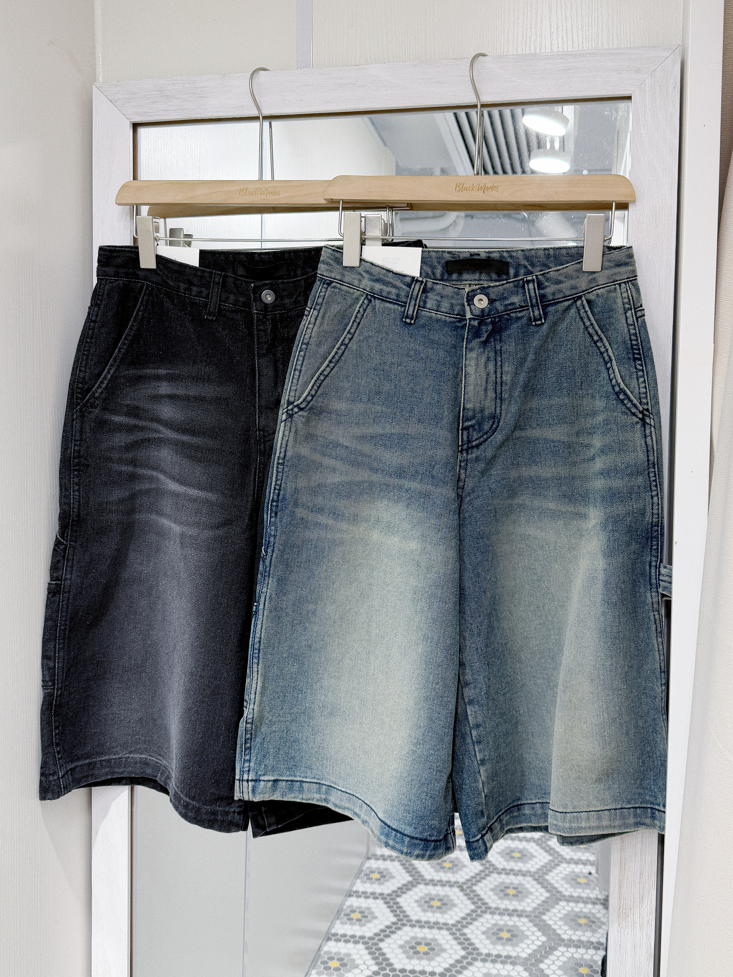 P0264｜洗水感紅藍標NO STOP 牛仔七分褲