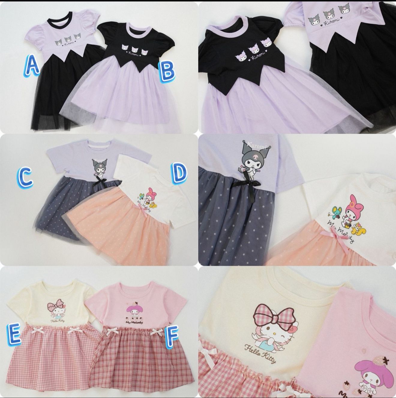 兒童San*rio 主角拼接短袖連衣裙 - 2600193