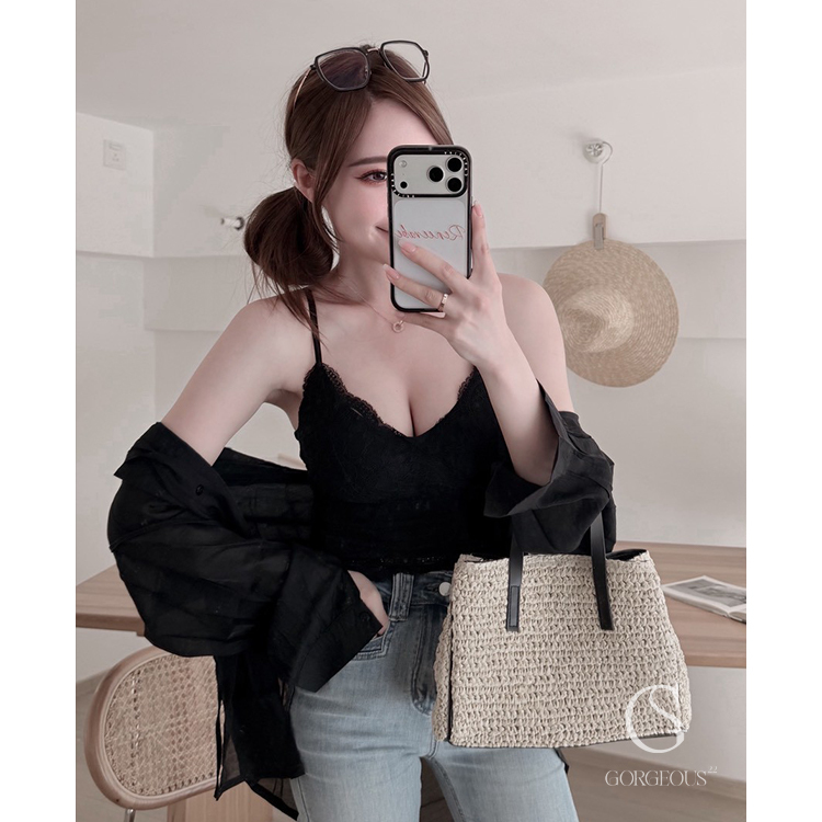 A39「法式提花軟蕾絲 BRA TOP」