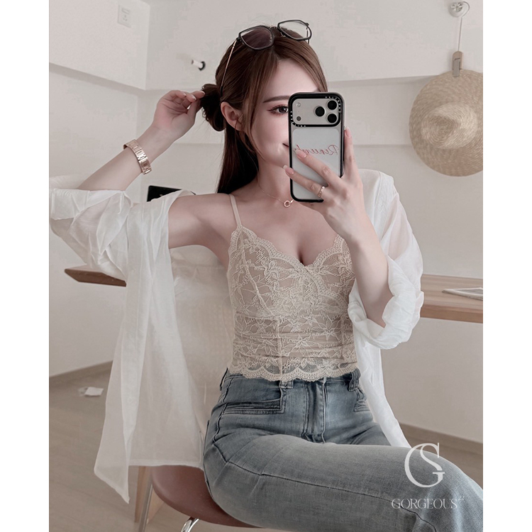 A39「法式提花軟蕾絲 BRA TOP」
