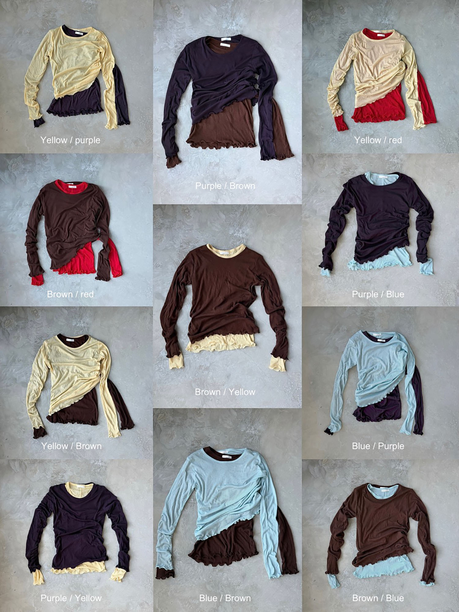 T4012 疊穿！捲邊透膚上衣 / 5 colors