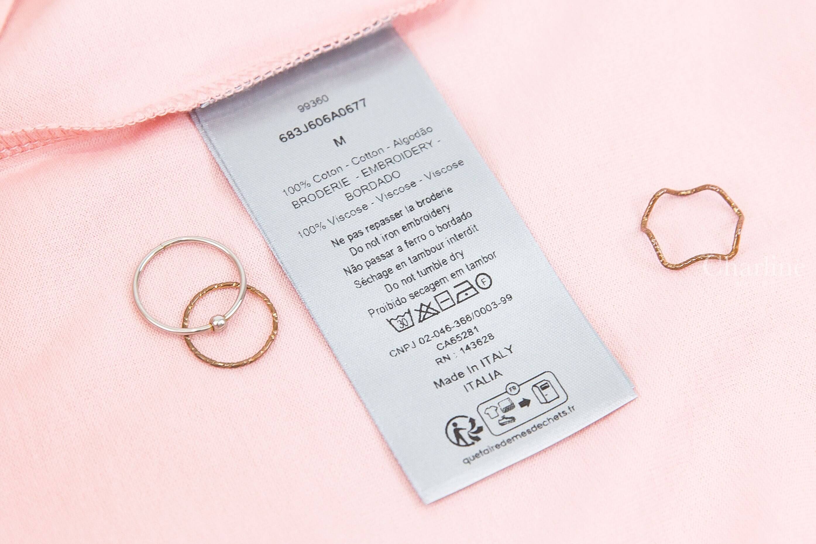 Dior T-shirt With Dior Embroidery, Relaxed Fit 淺粉色刺繡白字棉質短袖上衣-Charline Boutique 精品代購