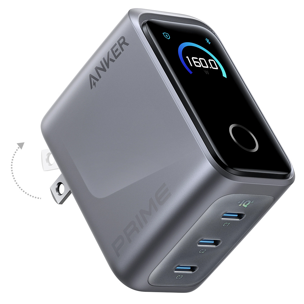 160W  PD USB 充電機 Anker Prime 160W 三口充電器GaN氮化鎵螢幕顯示智能溫控體積小巧筆電