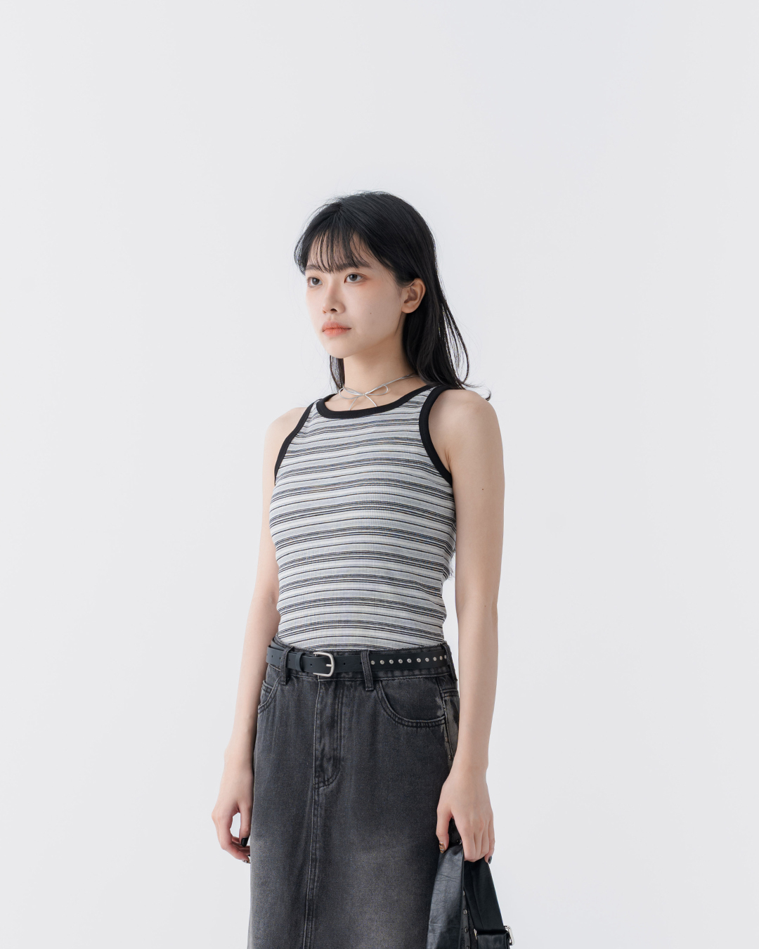 Striped Vest with Slim Shoulder Design, Available in Four Colors【01150475】in stock+pre-order