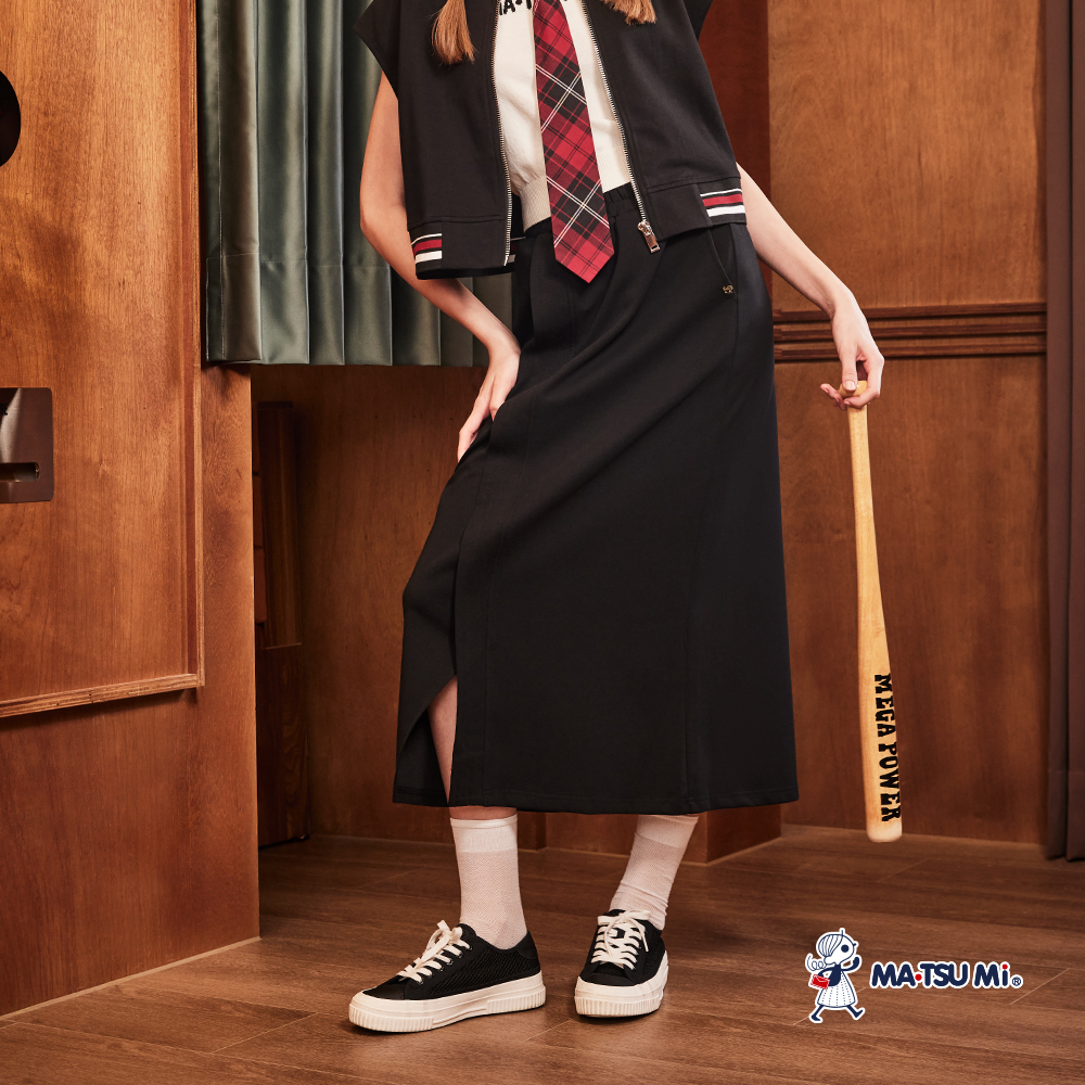 MA‧TSU Mi 休閒寬鬆百搭交叉收腹寬褲(黑)