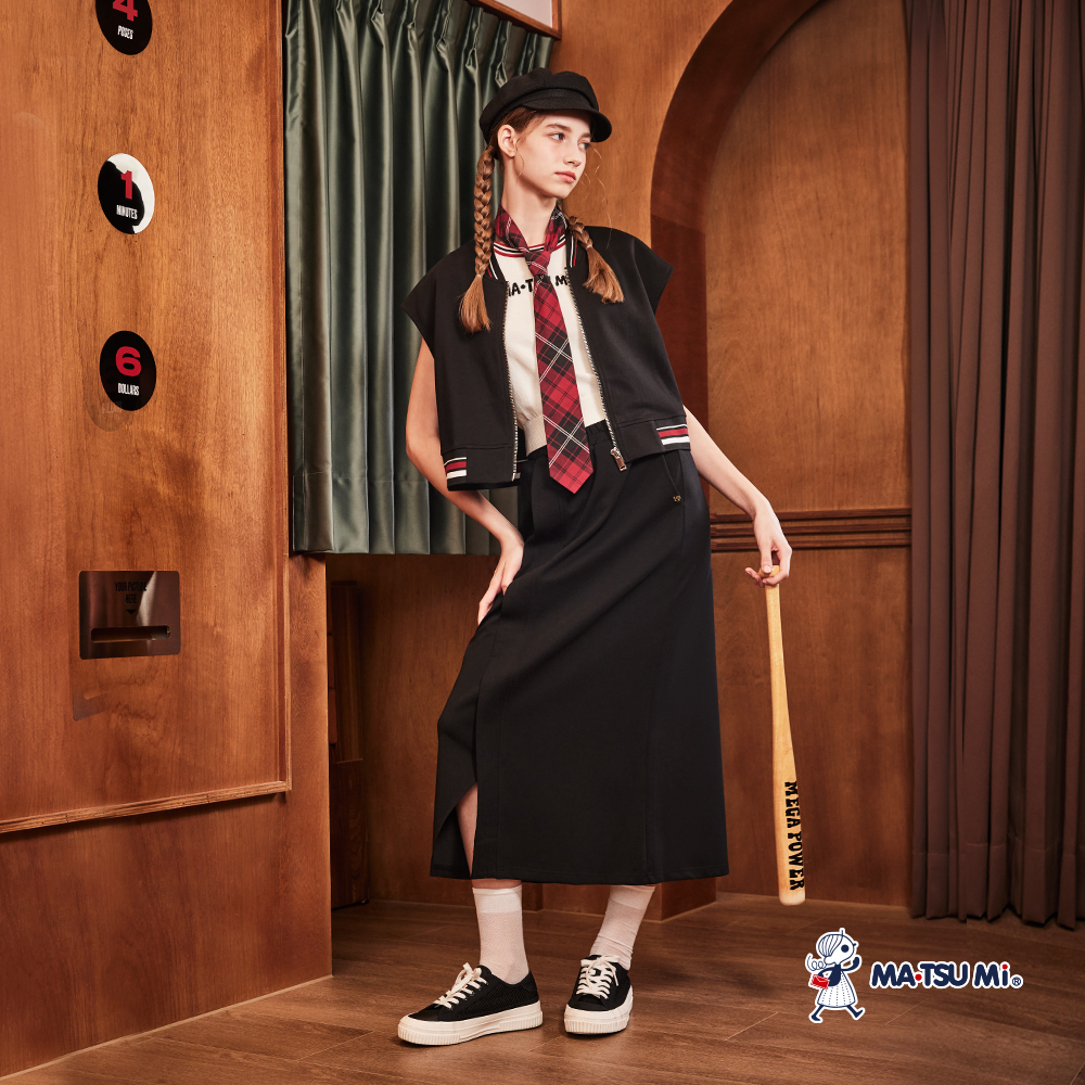 MA‧TSU Mi 休閒寬鬆百搭交叉收腹寬褲(黑)