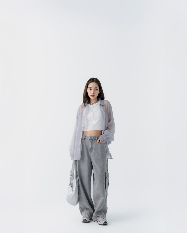 Finely pleated plaid textured sheer long-sleeved shirt, available in four colors.【01025743】in stock+pre-order