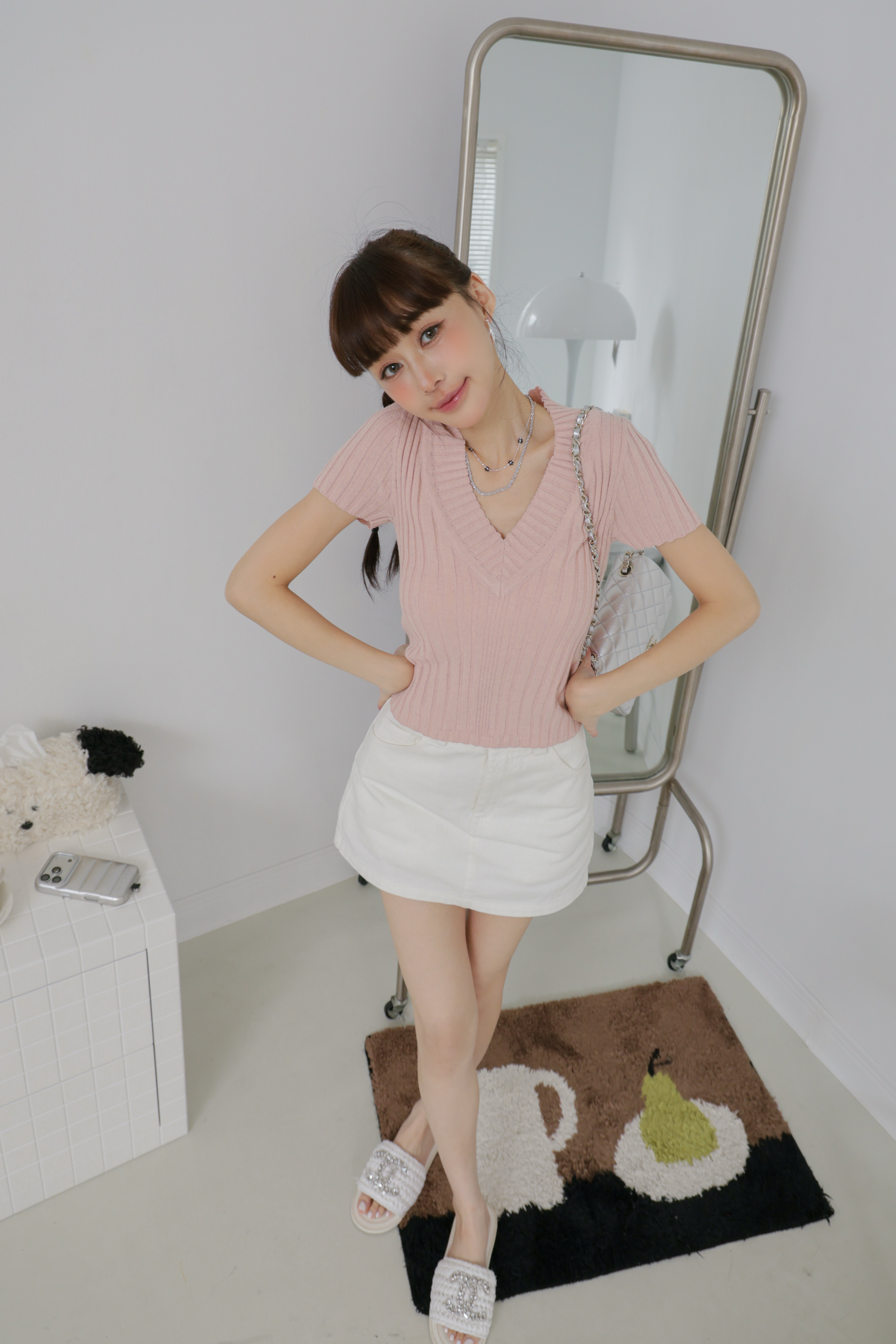 辣妹V領針織上衣 P03