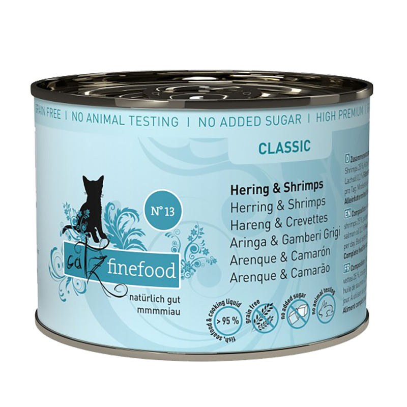 catz finefood 凱茲貓咪主食罐【經典美食家無穀主食系列】｜N°13 鲱魚+蝦｜200g
