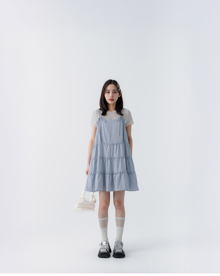 polka dot bow tie cake dress, available in three colors【01087255】in stock+pre-order