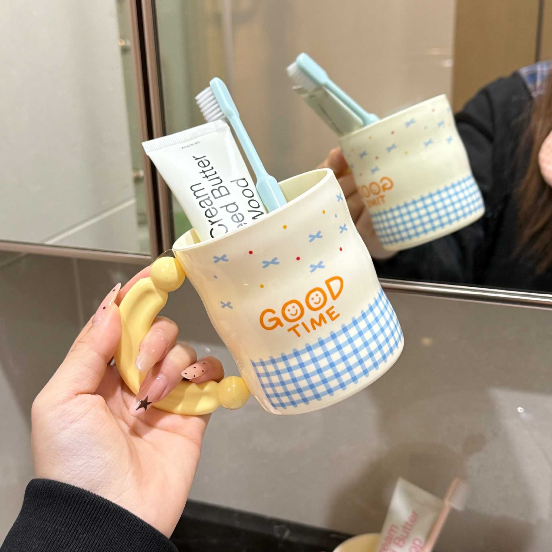 《6674》Ins可愛風塑膠漱口杯